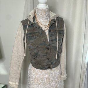 Denim x sweater jacket